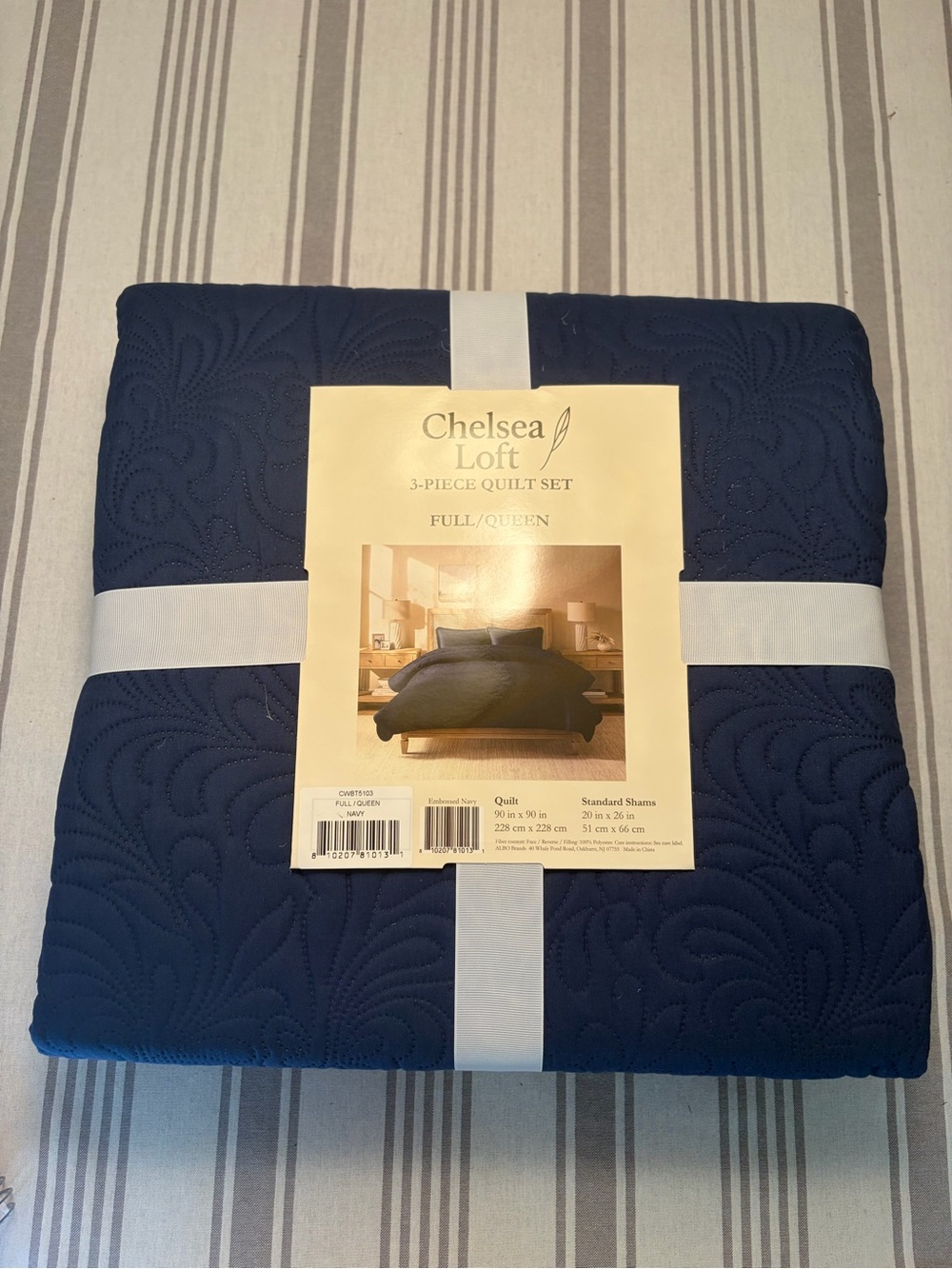 Navy 3-Piece Full/Queen Quilt Set